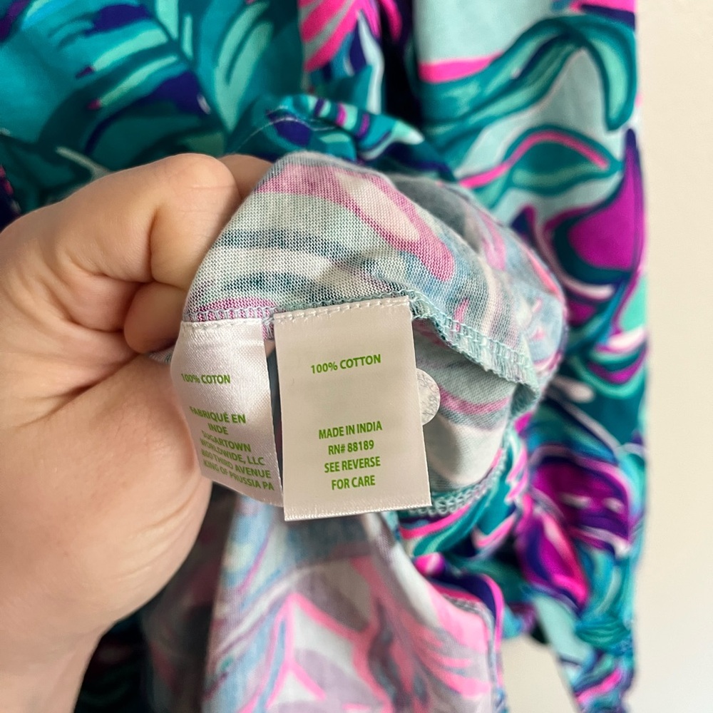 Lilly Pulitzer Turquoise & Purple Printed V-Neck Wrap Dress - Picture 6 of 8